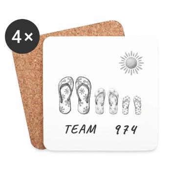 Team 974 Savates  Soleil Dessin Graphique - Dessous de verre (lot de 4) - blanc - Devant