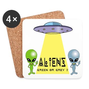 Extraterrestre vert ou gris ? - Dessous de verre (lot de 4) - blanc - Devant