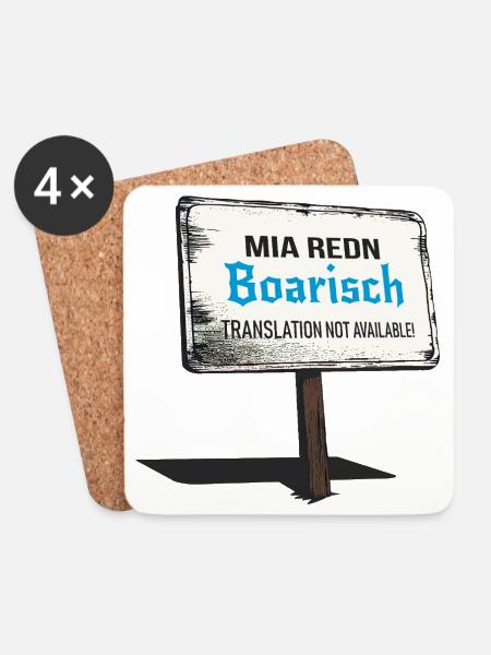 Mia Redn Boarisch Bayrischer Dialekt Humor - Untersetzer (4er-Set) - Weiß