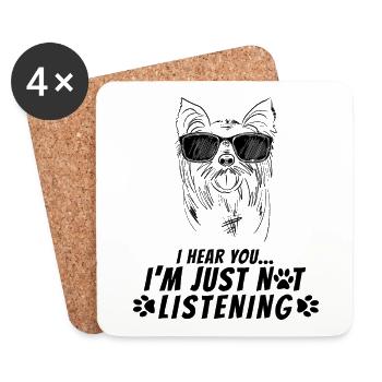 Funny Yorkshire Terrier Yorkie Dog Dad Design   - Coasters (set of 4) - white - Front