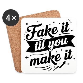 Fake It Till You Make It – Erfolgsbewusstseinsköpfe - Untersetzer (4er-Set) - Weiß - Vorne