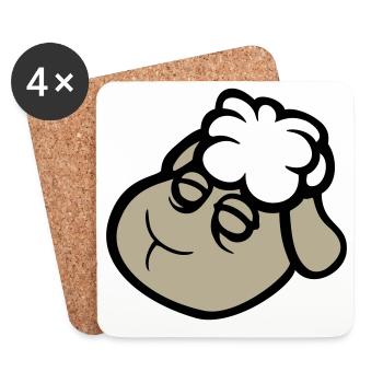 visage de mouton triste fatigué épuisé dormir doux - Dessous de verre (lot de 4) - blanc - Devant