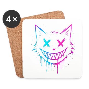 Katzen-Splash - Untersetzer (4er-Set) - Weiß - Vorne