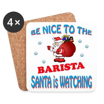 SANTA BARISTA - Untersetzer (4er-Set) - Weiß - Vorne