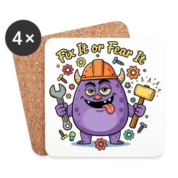 Fix It or Fear It Build Monster - Coasters (set of 4) - white - Front