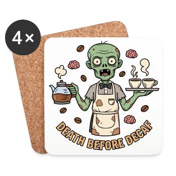 Zombie Barista Mort Avant Décaféiné - Dessous de verre (lot de 4) - blanc - Devant