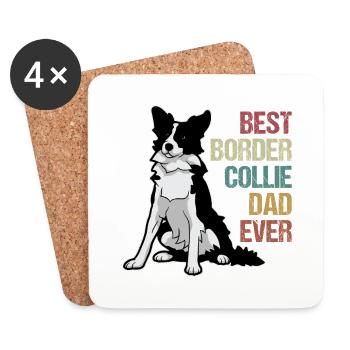 Border Collie Berger Chien Têtu Drôle Troupeau - Dessous de verre (lot de 4) - blanc - Devant