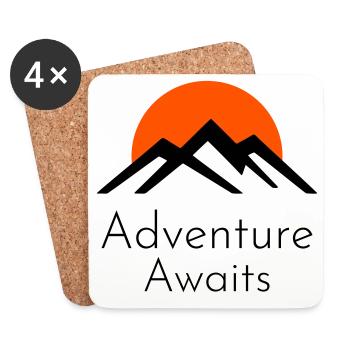 Adventure Awaits – Mountains &amp; Sunset - Coasters (set of 4) - white - Front