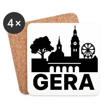 Gera City Landmark Silhouette - Coasters (set of 4) - white - Front