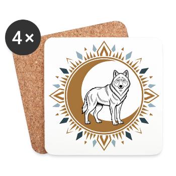 Boho Wolf - Untersetzer (4er-Set) - Weiß - Vorne
