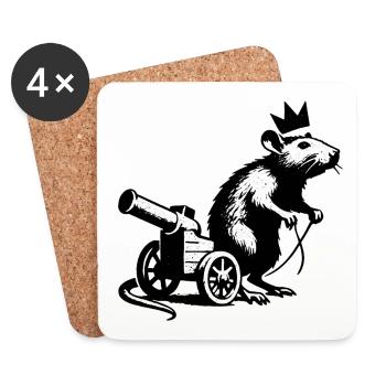 Imperial Rat on Cannon Cart | King Rat - Coasters (set of 4) - white - Front