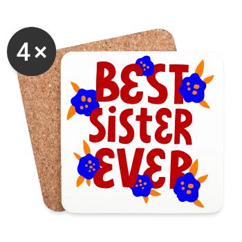 Beste Schwester  - Untersetzer (4er-Set) - Weiß - Vorne