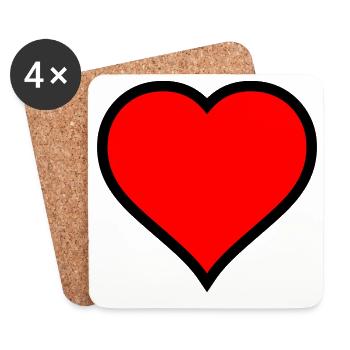 Rotes Herz Symbol Druck - Untersetzer (4er-Set) - Weiß - Vorne