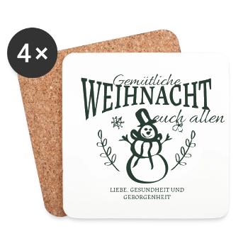 Schneemann - Untersetzer (4er-Set) - Weiß - Vorne