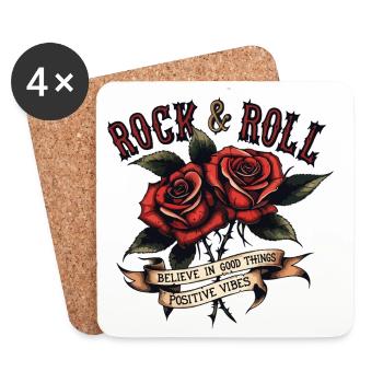 Roses Rock et Roll Vibes Positives - Dessous de verre (lot de 4) - blanc - Devant