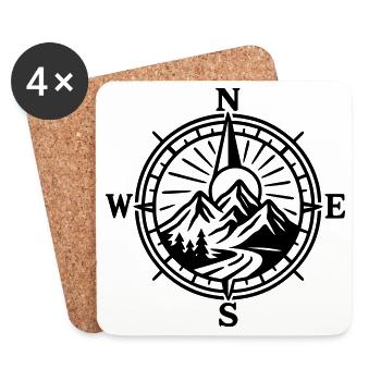 Mountain Compass - Coasters (set of 4) - white - Front