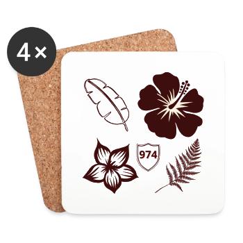 974 Retro Hibiscus and Foliage - Coasters (set of 4) - white - Front