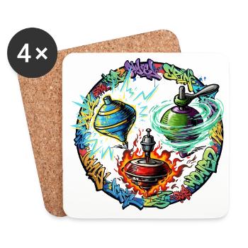 Yoyo Feuer Graffiti Kreis - Untersetzer (4er-Set) - Weiß - Vorne