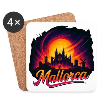 Mallorca Sunset Cathedral Gift Palma - Coasters (set of 4) - white - Front