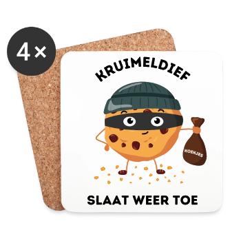 Kleindieb schlägt wieder zu Lustiges Wortspiel - Untersetzer (4er-Set) - Weiß - Vorne