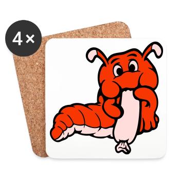 Chenille ver Happy Eats Saucisse Saucisse Hot-dog - Dessous de verre (lot de 4) - blanc - Devant