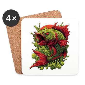 Smaragd-Koi-Wut-Spritzer - Untersetzer (4er-Set) - Weiß - Vorne