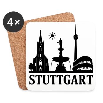 Stuttgart Silhouette Landmark - Coasters (set of 4) - white - Front