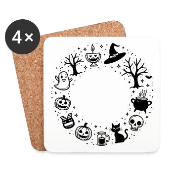 Symboles d’Halloween Couronne - Dessous de verre (lot de 4) - blanc - Devant
