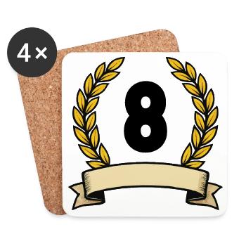 Golden laurel wreath number 8 - Coasters (set of 4) - white - Front