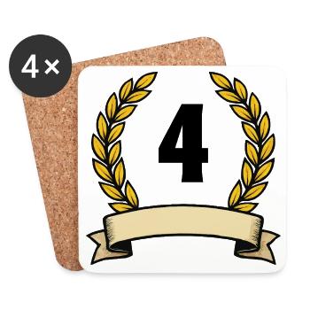Couronne de laurier doré 4 - Dessous de verre (lot de 4) - blanc - Devant