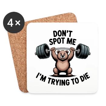 Ne me repère pas, j’essaie de mourir - Funny Gym Bear - Dessous de verre (lot de 4) - blanc - Devant