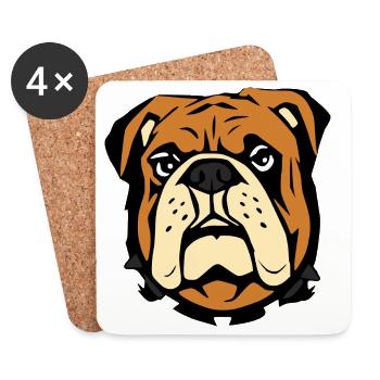 personalisiertes Bulldoggen Geschenk T-shirt Hunde - Untersetzer (4er-Set) - Weiß - Vorne