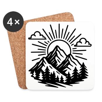 Berge - Untersetzer (4er-Set) - Weiß - Vorne