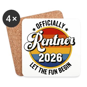 Retraité 2026 Retro Patch Retraite anticipée Fête de remise des diplômes - Dessous de verre (lot de 4) - blanc - Devant