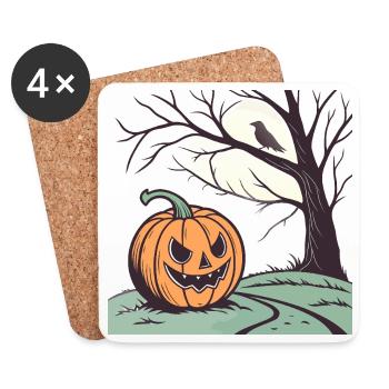 Citrouille Halloween - Dessous de verre (lot de 4) - blanc - Devant