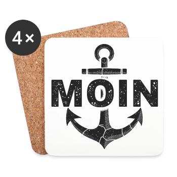 Anker Moin Heimat Norddeutschland - Untersetzer (4er-Set) - Weiß - Vorne