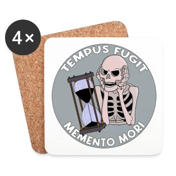 Tempus Fugit Skeleton Memento Mori Hourglass - Coasters (set of 4) - white - Front