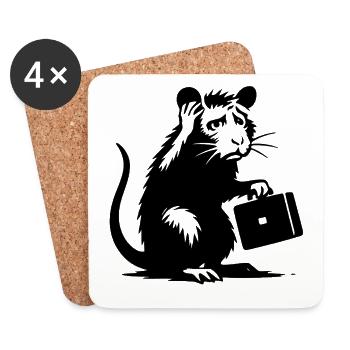 Rat de bureau désespéré - Dessous de verre (lot de 4) - blanc - Devant