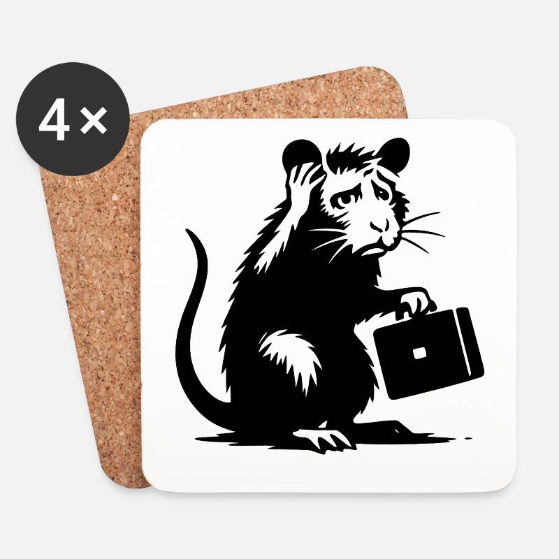 Verzweifelte Büro-Ratte - Untersetzer (4er-Set) - Weiß