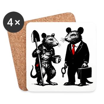 Rat ouvrier et rat de bureau - Dessous de verre (lot de 4) - blanc - Devant