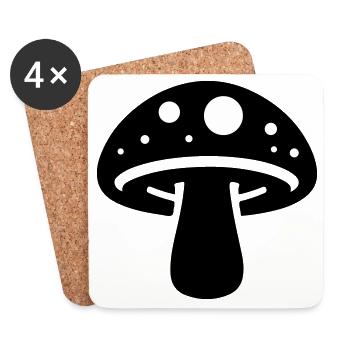 Icône de champignon - Dessous de verre (lot de 4) - blanc - Devant