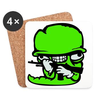 ver soldat casque fou arme agressif sauvage fun - Dessous de verre (lot de 4) - blanc - Devant