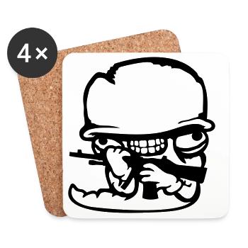 ver soldat casque fou arme agressif sauvage fun - Dessous de verre (lot de 4) - blanc - Devant