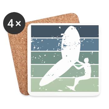 Silhouette Wingfoiler mit Surfbrett - Untersetzer (4er-Set) - Weiß - Vorne