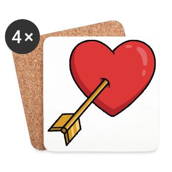 Flèche d’amour du cœur - Dessous de verre (lot de 4) - blanc - Devant