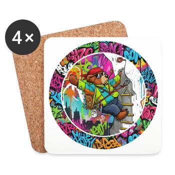 Graffiti ours sur la tour d’escalade - Dessous de verre (lot de 4) - blanc - Devant