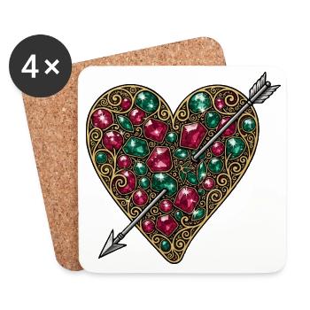 Coeur bijou amour - Dessous de verre (lot de 4) - blanc - Devant