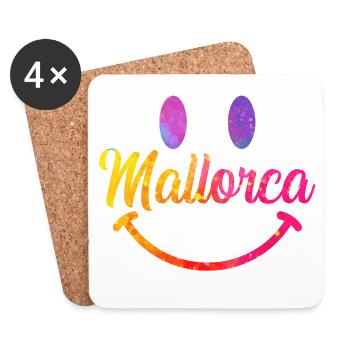 Mallorca Wasserfarben Smiley - Untersetzer (4er-Set) - Weiß - Vorne