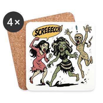 Zombie-Trio im Screaming-Comicstil - Untersetzer (4er-Set) - Weiß - Vorne