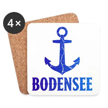 Anker Bodensee Urlaub Schiff - Untersetzer (4er-Set) - Weiß - Vorne